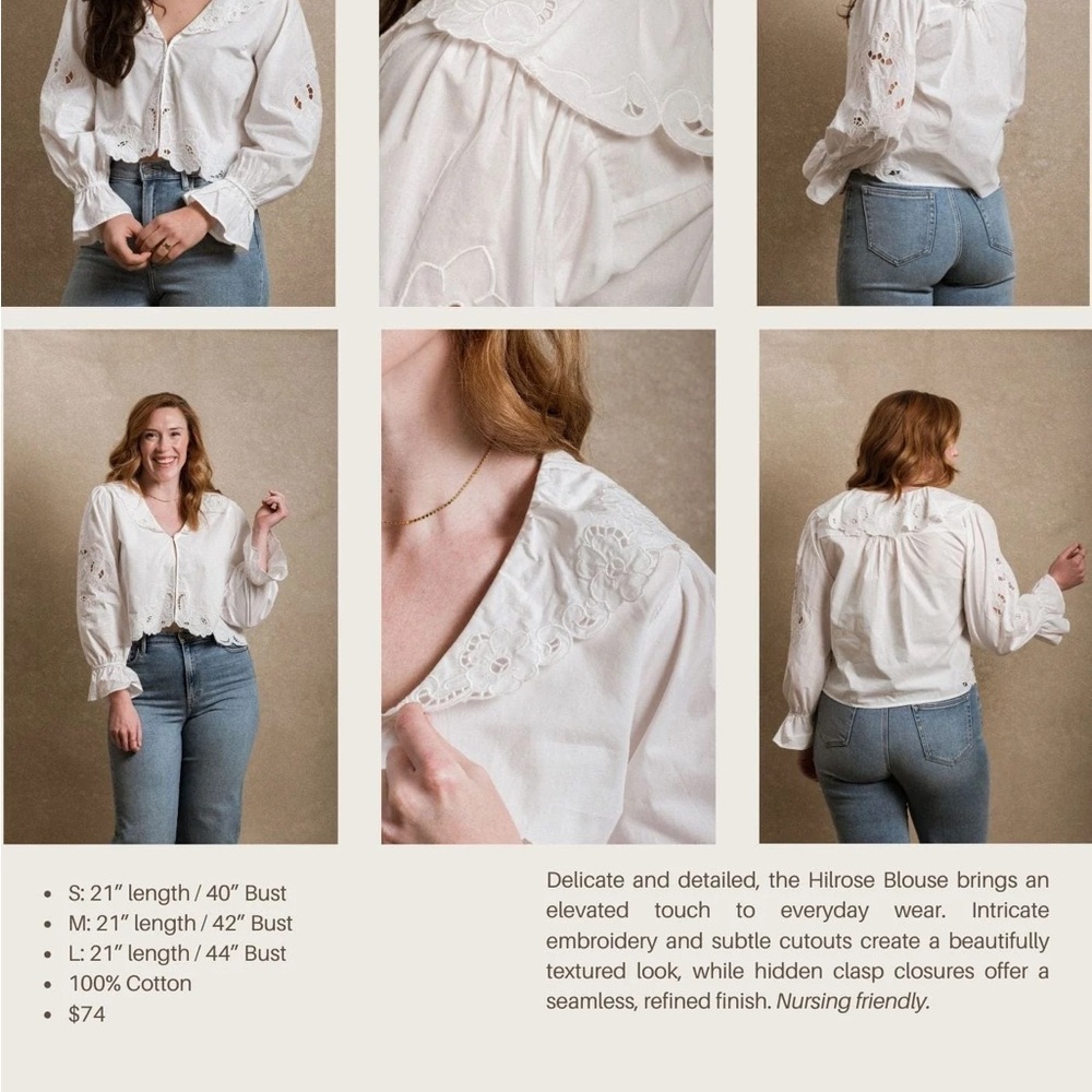 Neuflora White Embroidered Blouse size medium